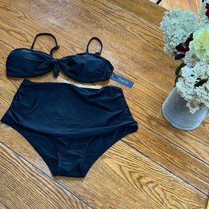 Tempt Me black two piece swimsuit.  Ruching on bottoms.  NWT. Size XL.